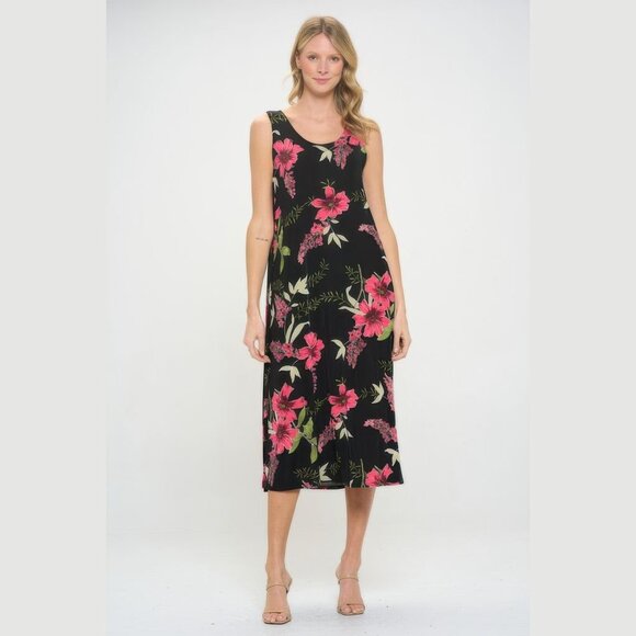 Floral Breeze Slinky Tank Dress - Picture 1 of 5